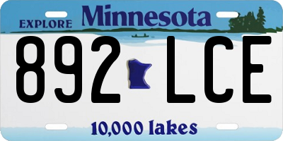 MN license plate 892LCE