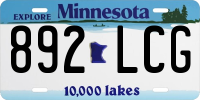 MN license plate 892LCG