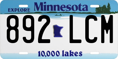 MN license plate 892LCM