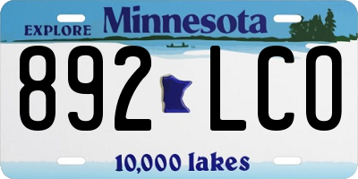 MN license plate 892LCO