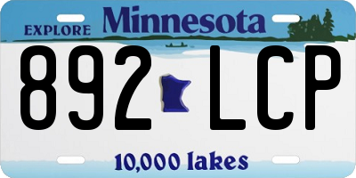 MN license plate 892LCP