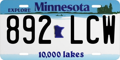MN license plate 892LCW