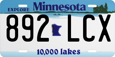 MN license plate 892LCX