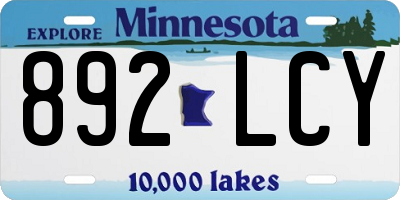 MN license plate 892LCY