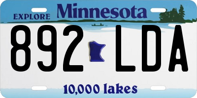 MN license plate 892LDA