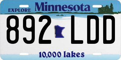 MN license plate 892LDD