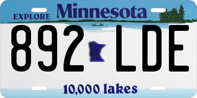 MN license plate 892LDE