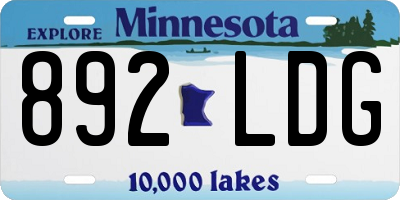 MN license plate 892LDG