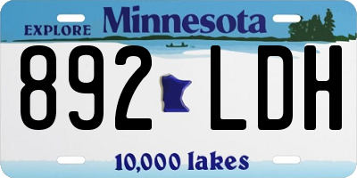 MN license plate 892LDH