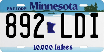 MN license plate 892LDI