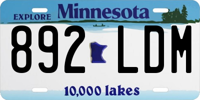 MN license plate 892LDM