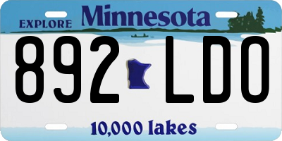 MN license plate 892LDO