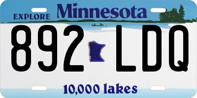 MN license plate 892LDQ