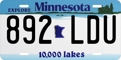 MN license plate 892LDU