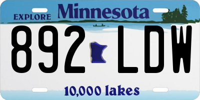 MN license plate 892LDW