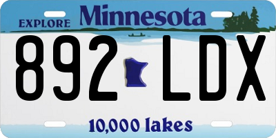 MN license plate 892LDX