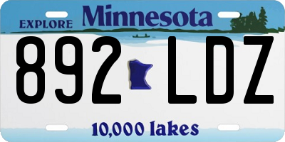 MN license plate 892LDZ