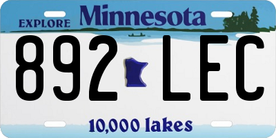 MN license plate 892LEC