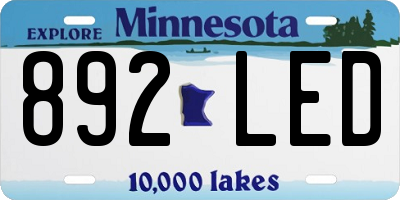 MN license plate 892LED