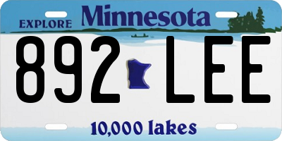 MN license plate 892LEE