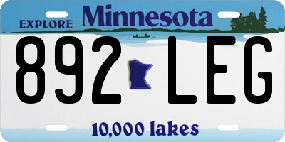 MN license plate 892LEG