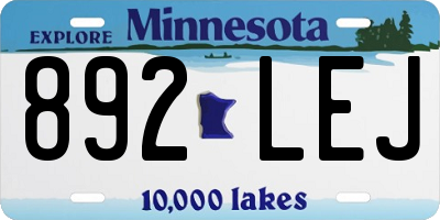 MN license plate 892LEJ