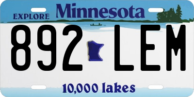 MN license plate 892LEM