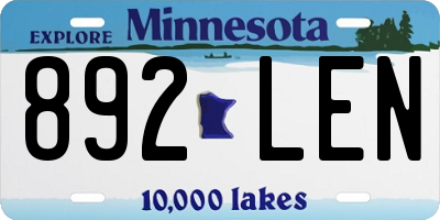 MN license plate 892LEN