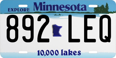 MN license plate 892LEQ