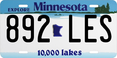 MN license plate 892LES