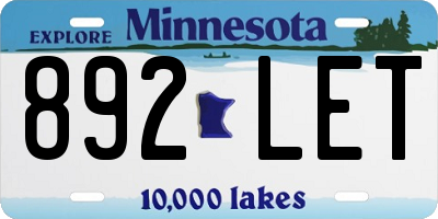 MN license plate 892LET