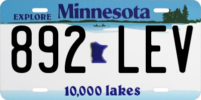 MN license plate 892LEV