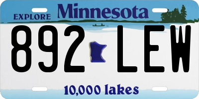 MN license plate 892LEW