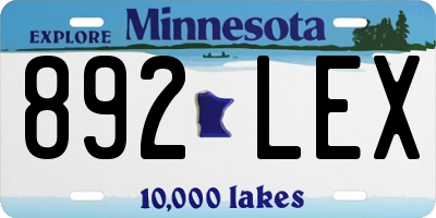 MN license plate 892LEX