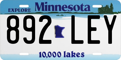 MN license plate 892LEY