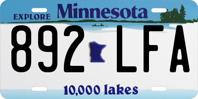 MN license plate 892LFA