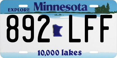 MN license plate 892LFF