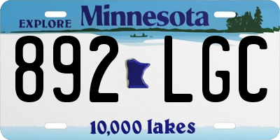 MN license plate 892LGC