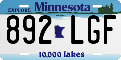 MN license plate 892LGF