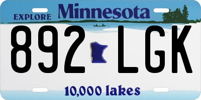 MN license plate 892LGK