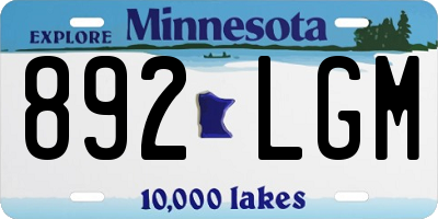 MN license plate 892LGM