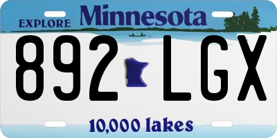 MN license plate 892LGX