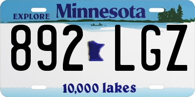 MN license plate 892LGZ
