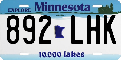 MN license plate 892LHK
