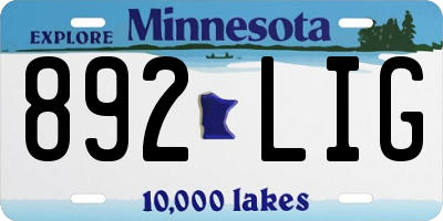 MN license plate 892LIG