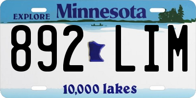MN license plate 892LIM