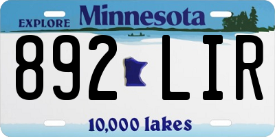MN license plate 892LIR
