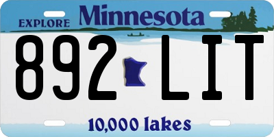 MN license plate 892LIT