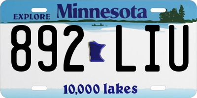 MN license plate 892LIU