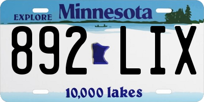 MN license plate 892LIX